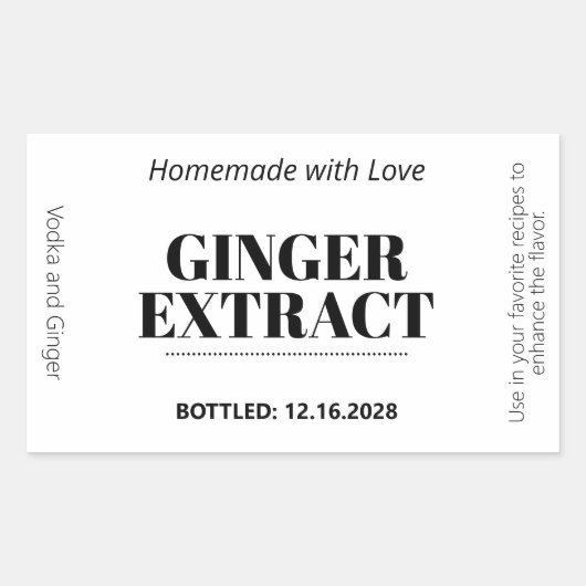 Gemberextract Modern Etiket Sticker ZEX_001h (Voorkant)