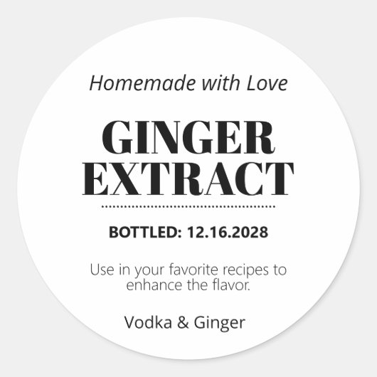 Gemberextract modern label sticker ZEX_001h (Voorkant)