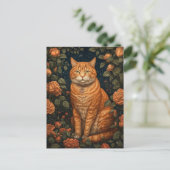 Gemberkat in de bloemen briefkaart (Staand voorkant)