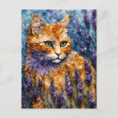 gemberkat in een lavendelveld briefkaart (Voorkant)