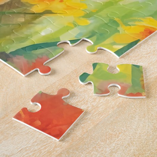 Gemberkat kleurrijke waterverf kunstwerk legpuzzel (Zijkant)