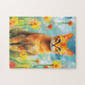 Gemberkat kleurrijke waterverf kunstwerk legpuzzel (Horizontaal)