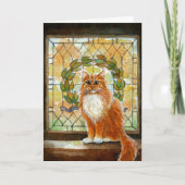 Gemberkat met Victoriaans glas in lood raam Kaart (Voorkant)