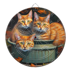 Gemberkatten in een Plant houder dartboard met dar Dartbord