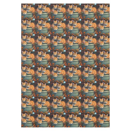 Gemberkatten in een pot Plant houder, tafelkleed (Voorkant)