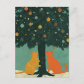 Gemberkatten onder de kerstboom briefkaart (Voorkant)