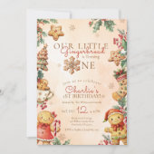 Gemberkoek Kerst Eerste Verjaardagsfeest Kaart (Voorkant)