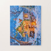 Gemberkoekhuisje in de sneeuw legpuzzel (Verticaal)
