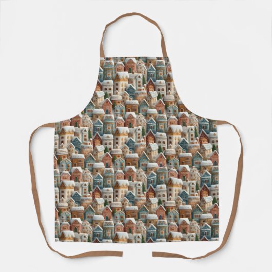 Gemberkookdorp van versierde koekhuizen schort (Voorkant)