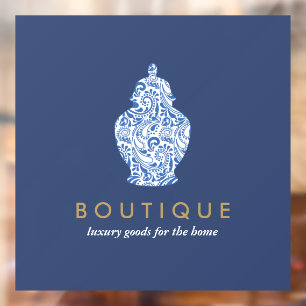 Gemberpot Aardewerk Logo Blauw Boutique Ontwerper Raamsticker