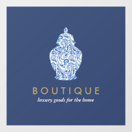 Gemberpot Aardewerk Logo Blauw Boutique Ontwerper Raamsticker