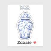 Gemberpot Wit met Naam Vinyl Sticker (Vel)