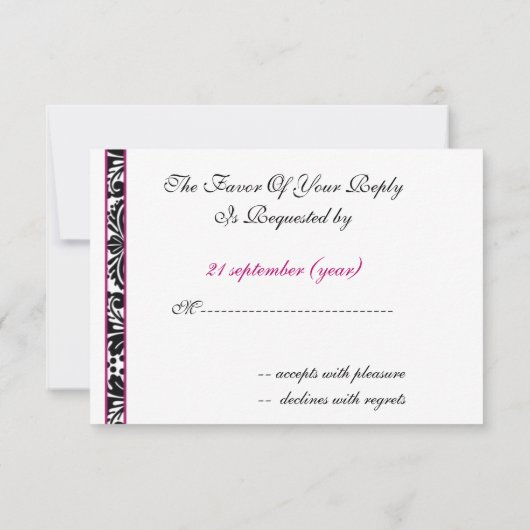 gemd demask roze rsvp kaarten standaard 3.5 x 5 kaartje (Achterkant)