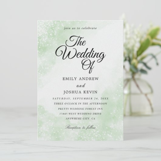 gemeende trouwuitnodigingen voor witte waterverf kaart (Staand voorkant)