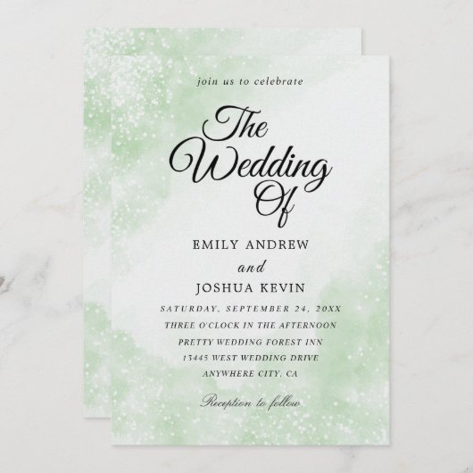 gemeende trouwuitnodigingen voor witte waterverf kaart (Voorkant / Achterkant)