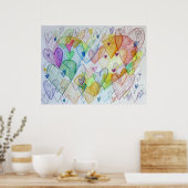 Gemeenschap Harten Kleur Schilderen Poster Kunst P (Keuken)