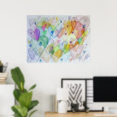 Gemeenschap Harten Kleur Schilderen Poster Kunst P (Thuiskantoor)