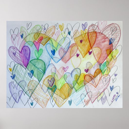 Gemeenschap Harten Kleur Schilderen Poster Kunst P (Voorkant)