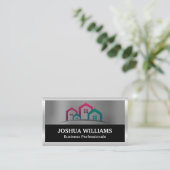 Gemeenschap | Huizen | Silver Border Zakelijke kaa Visitekaartje (Staand voorkant)
