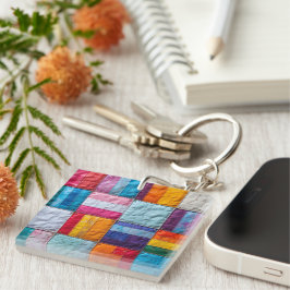Gemeenschap Quilt van Eenheid en Diversiteit Sleutelhanger