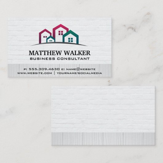 Gemeenschap van Huizen | Bakstenen wandhout Visitekaartje (Voorkant / Achterkant)