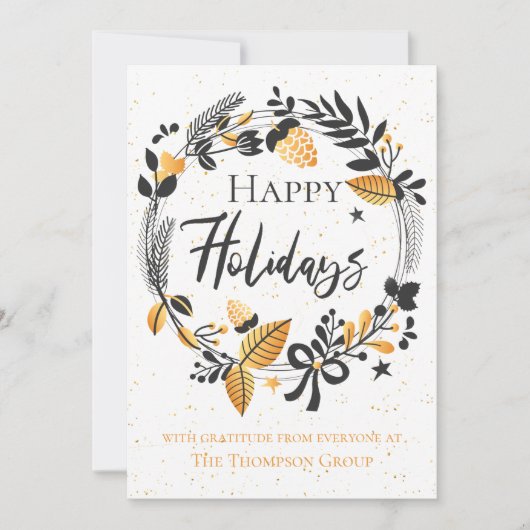 gemeenschappelijk | Gele zwarte krans PRETTIGE FEE Notitiekaartje (Voorkant)