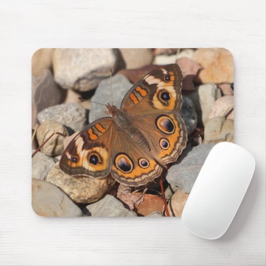 Gemeenschappelijke Buckeye Butterfly op River Rock Muismat (Met muis)