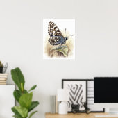 Gemeenschappelijke geruite vlinder Art Print Poste (Thuiskantoor)