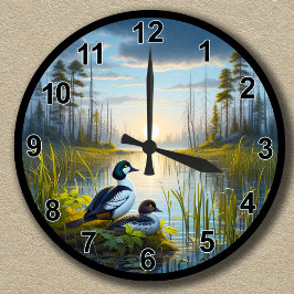 Gemeenschappelijke Goldeneye Ducks bij Sunset Rou Ronde Klok