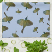 Gemeenschappelijke Grackle Groen Blauw Vogelkudde Theedoek (Gevouwen)