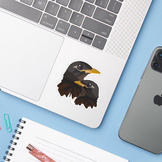 Gemeenschappelijke Mina Vogels Sticker (Laptop met iPhone)
