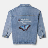 Gemeenschappelijke Morpho vlinders met citaat Denim Jacket (Achterkant)