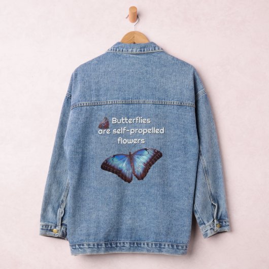 Gemeenschappelijke Morpho vlinders met citaat Denim Jacket (Hangar)