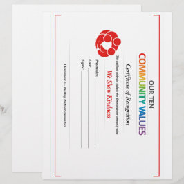 Gemeenschappelijkheids Certificaat 8.5x11 Briefhoo Briefhoofd