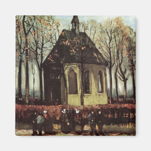 Gemeente in de kerk, Nuenen door Vincent van Gogh Magneet (Voorkant)