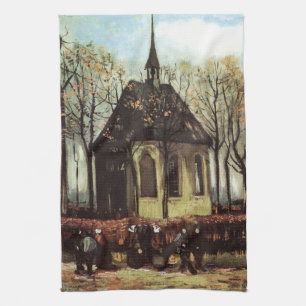Gemeente in de kerk, Nuenen door Vincent van Gogh Theedoek