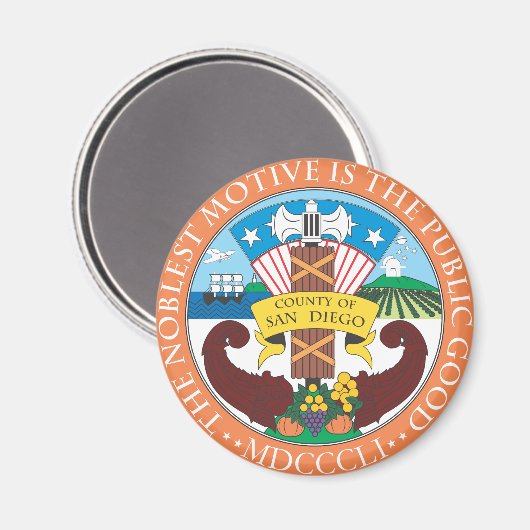 Gemeente San Diego-zeehond Magneet (Voorkant / Achterkant)