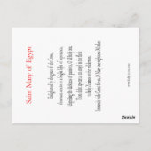 Gemeente St. Mary of Egypt Prayer Card Briefkaart (Achterkant)