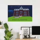 Gemeentelijke inrichting Brattleboro | Retro Trave Poster (Thuiskantoor)