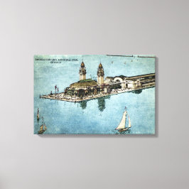 Gemeentelijke Pier Chicago Illinois Ansichtkaart c Canvas Afdruk