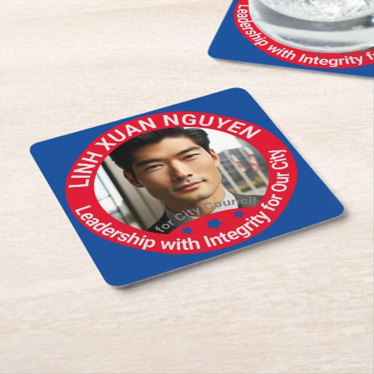 Gemeenteraadsverkiezingen Custom Photo Campaign Kartonnen Onderzetters (Schuin)