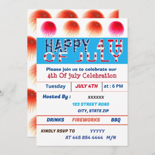 GEMEINDE 4 juli Viering Kaart (Voorkant / Achterkant)