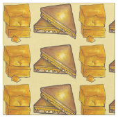 Gemelde Cheddar Grilled-kaas Sandwich Fabric Stof (Close Up)
