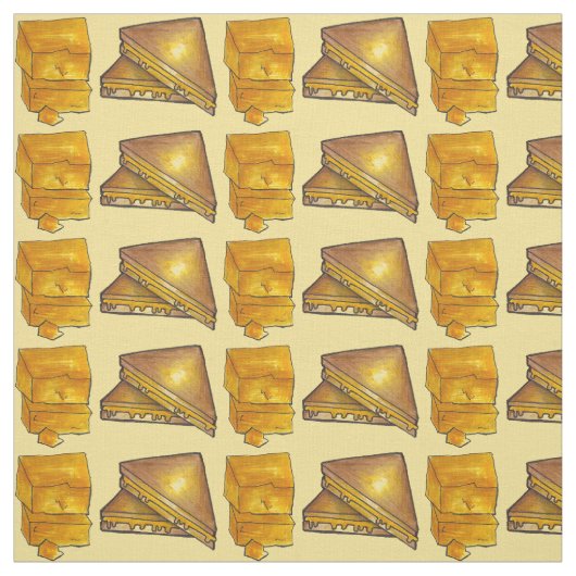Gemelde Cheddar Grilled-kaas Sandwich Fabric Stof (Swatch)