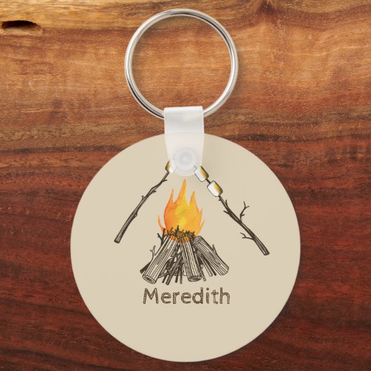 Gemelde Marshmallows Campfire Sleutelhanger (Voorkant)