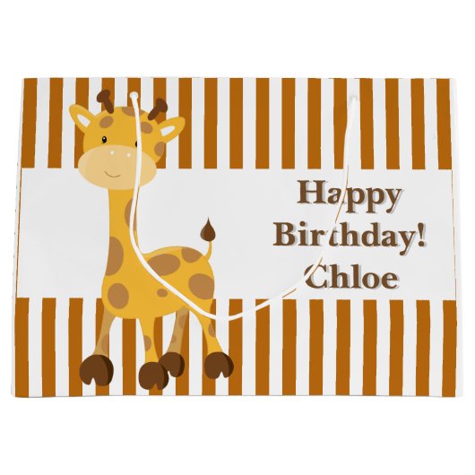 Gemelde Oranje-Witte Stripes・Aangepast Large Cadeautasje (Voorkant)