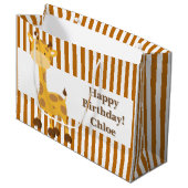 Gemelde Oranje-Witte Stripes・Aangepast Large Cadeautasje (Voorkant Gekanteld)