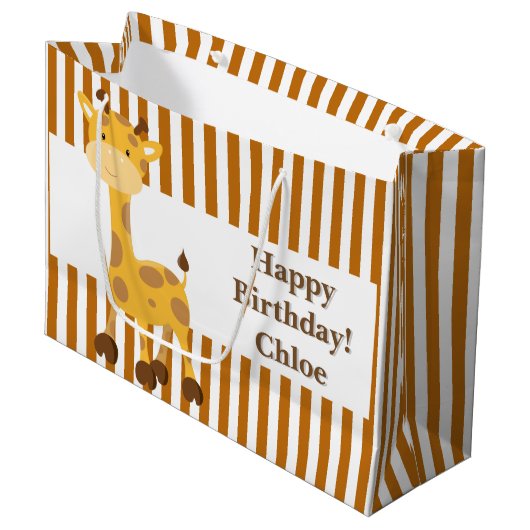 Gemelde Oranje-Witte Stripes・Aangepast Large Cadeautasje (Voorkant Gekanteld)