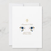 Gemelos Blauwe Bloemen Hijos Primer Añito Bautizo Kaart (Achterkant)