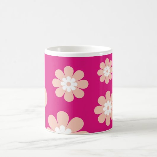 Gememd perste bloemen op roze koffiemok (Center)